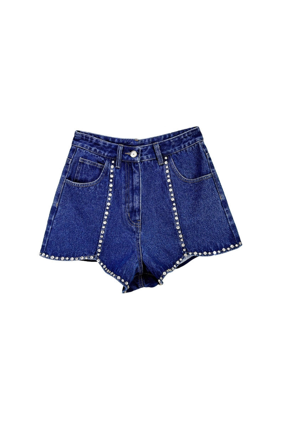 Rhinestone Denim Shorts in Blue Avalabel