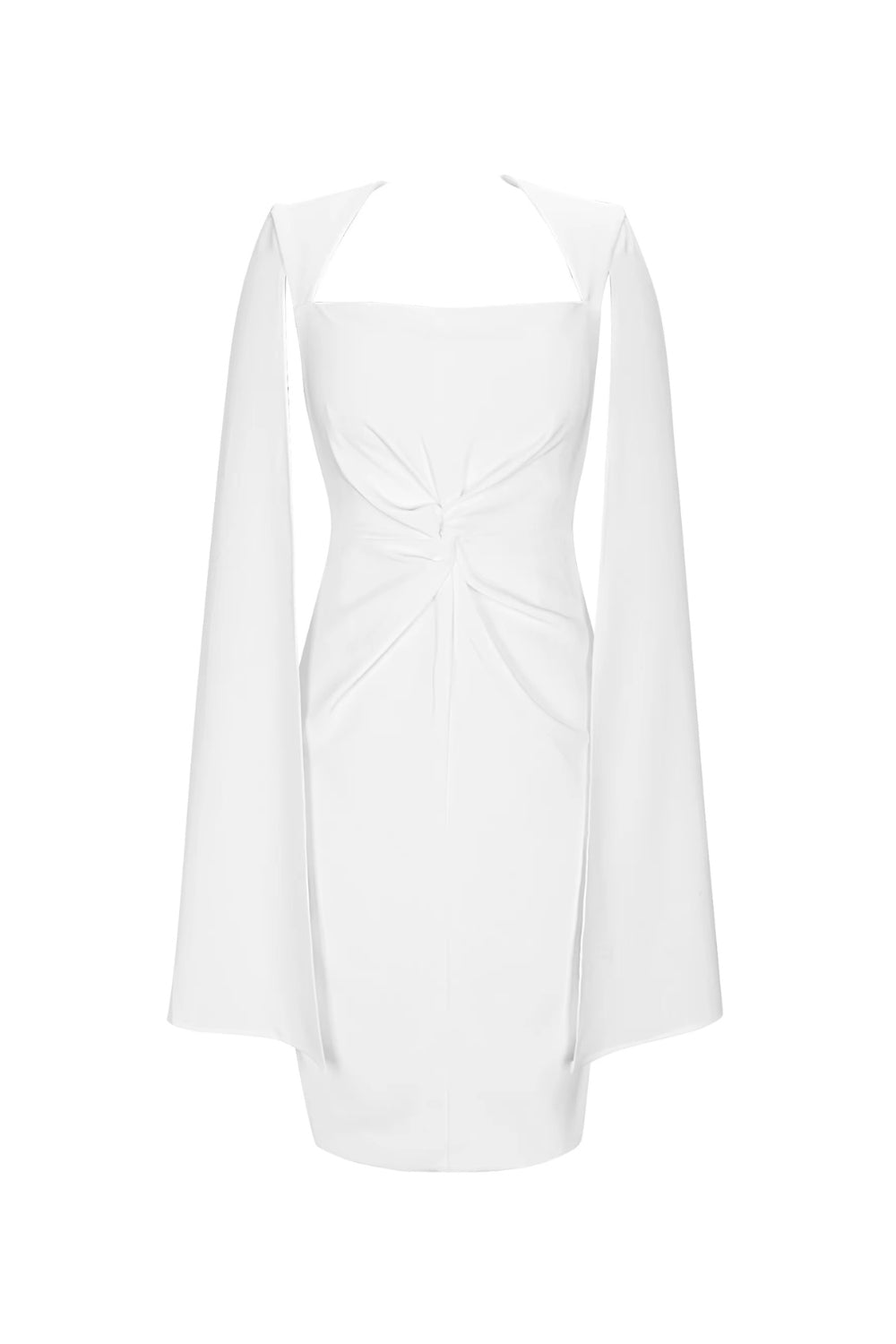 Crepe Twist Bodycon Midi Dress in White Avalabel