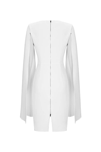 Crepe Twist Bodycon Midi Dress in White