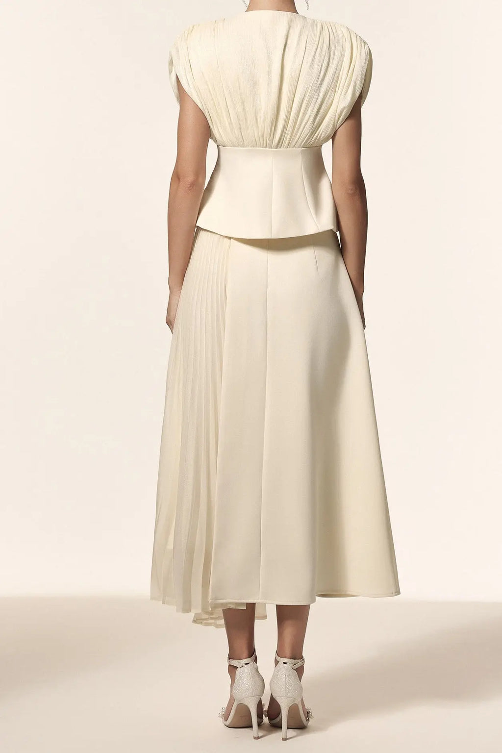 Harli V-Neck Sleeveless Folds Top And Skirt Two-Piece Set Avalabel