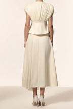 Harli V-Neck Sleeveless Folds Top And Skirt Two-Piece Set Avalabel