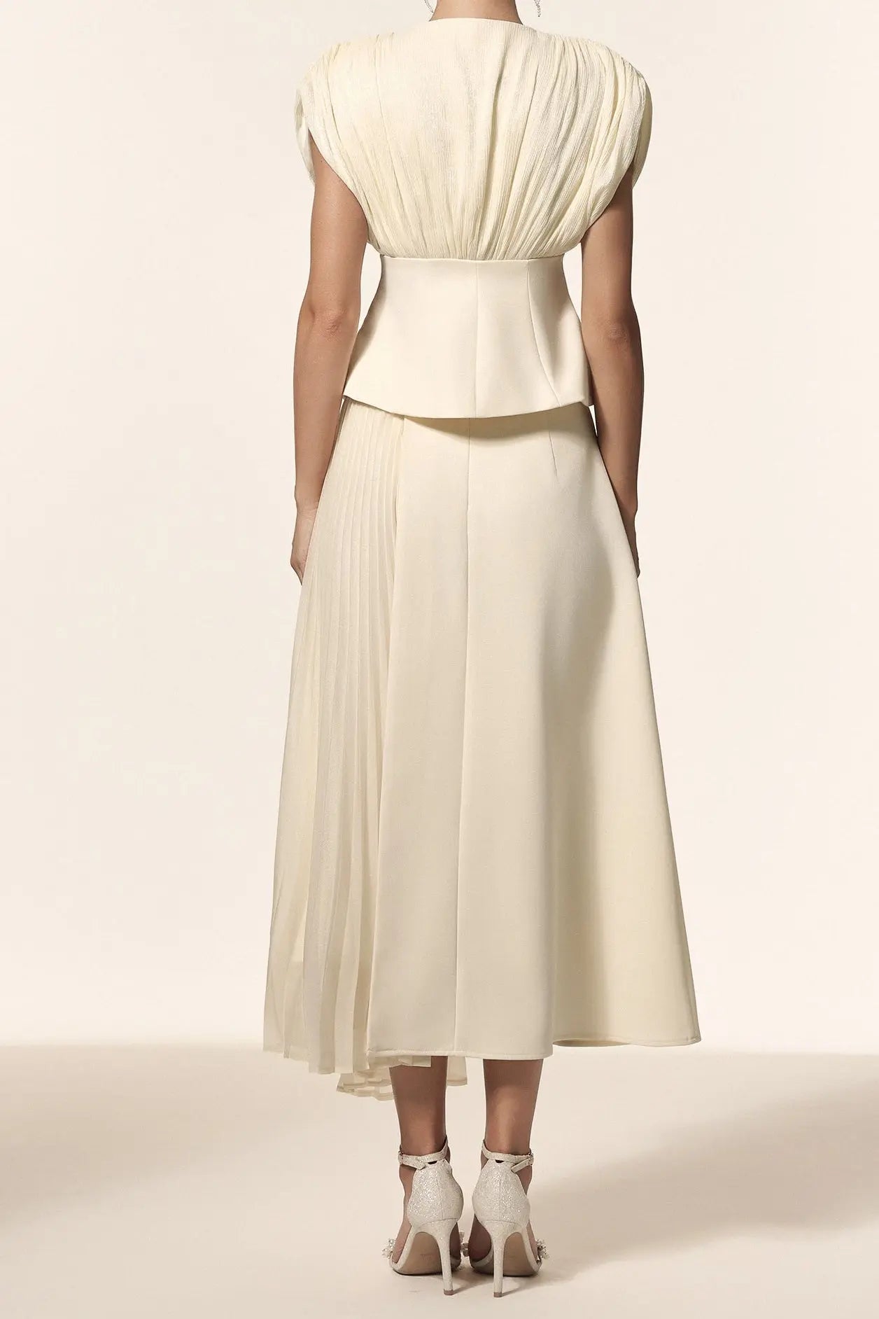 Harli V-Neck Sleeveless Folds Top And Skirt Two-Piece Set Avalabel