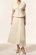 Harli V-Neck Sleeveless Folds Top And Skirt Two-Piece Set Avalabel
