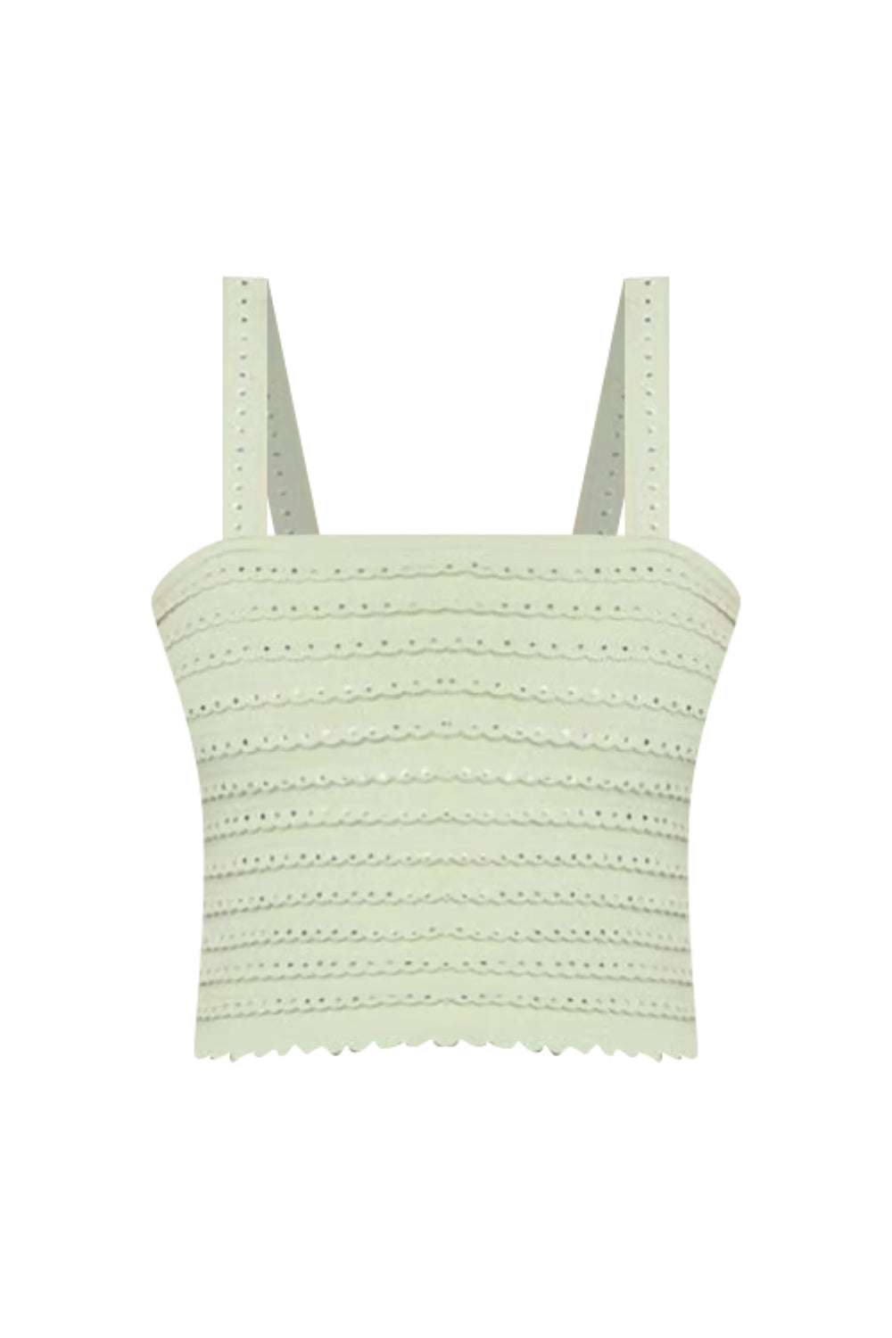 Rhinestone Trim Knit Crop Top in Almond Green