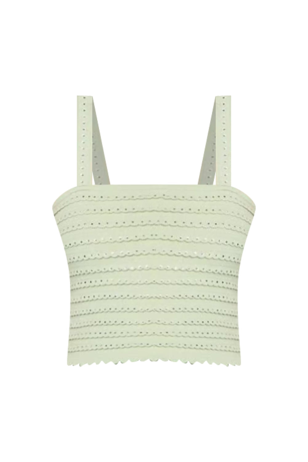 Rhinestone Trim Knit Crop Top in Almond Green Avalabel