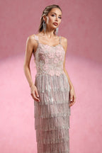 Opala Sleeveless Flowers Diamond Tassels Maxi Dress Avalabel
