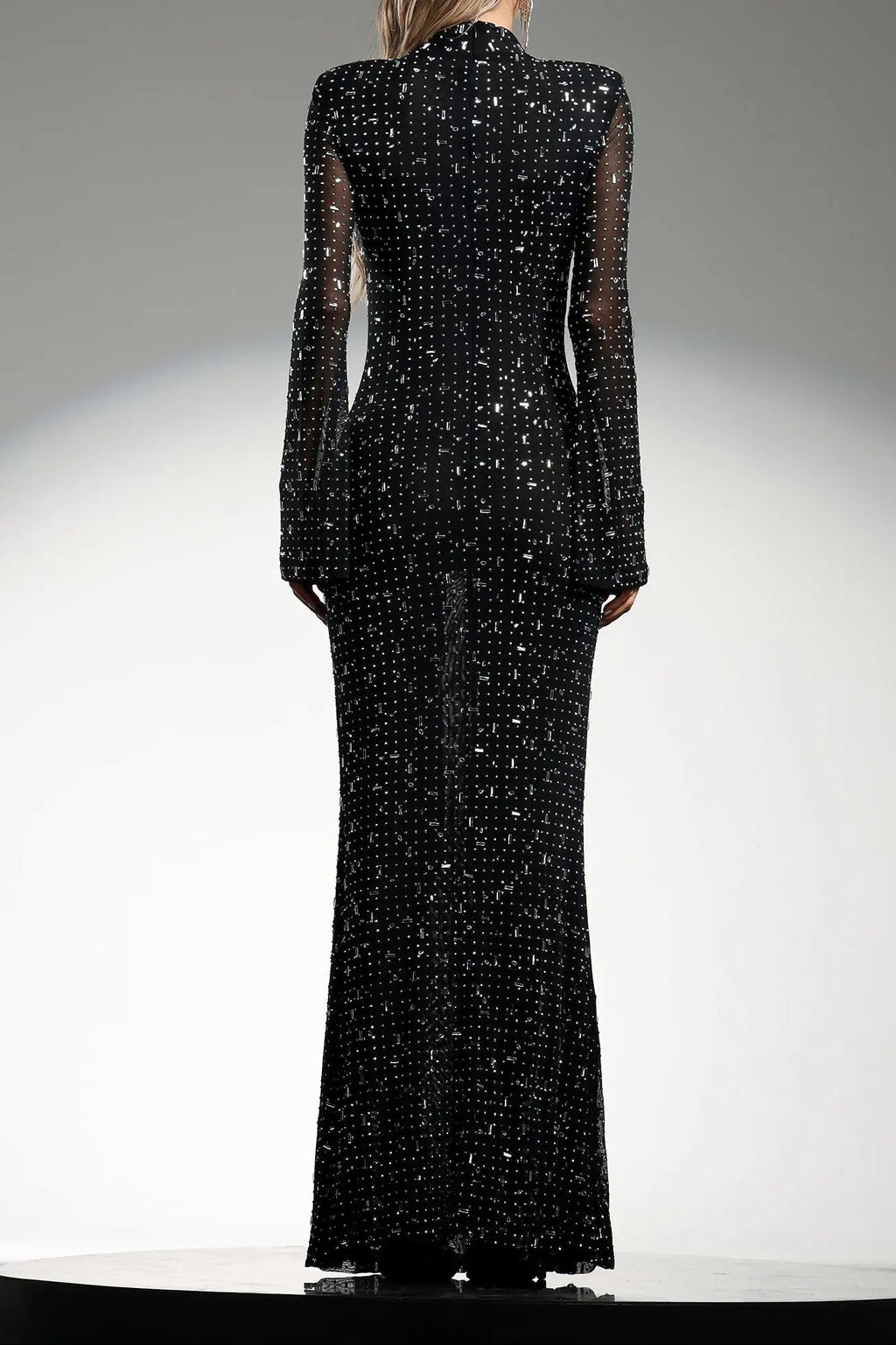 Gilian Long Sleeves High Neck Diamond Maxi Dress Avalabel