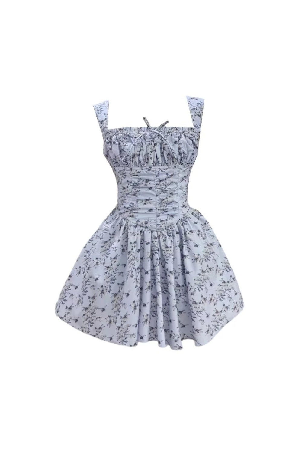 Lesley Blue Floral Print Mini Dress with Bloomers Avalabel