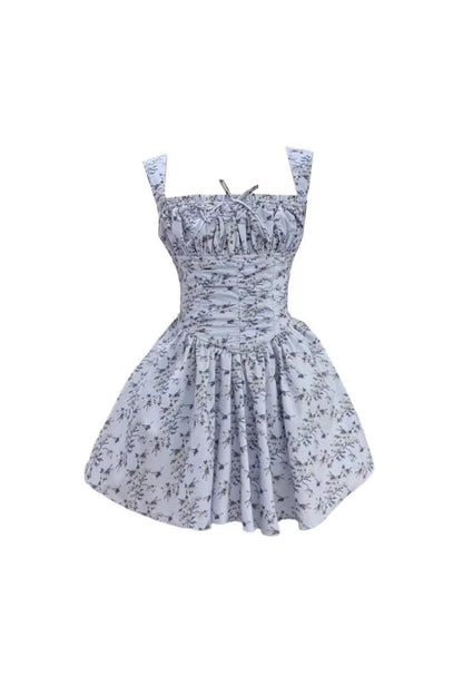 Lesley Blue Floral Print Mini Dress with Bloomers