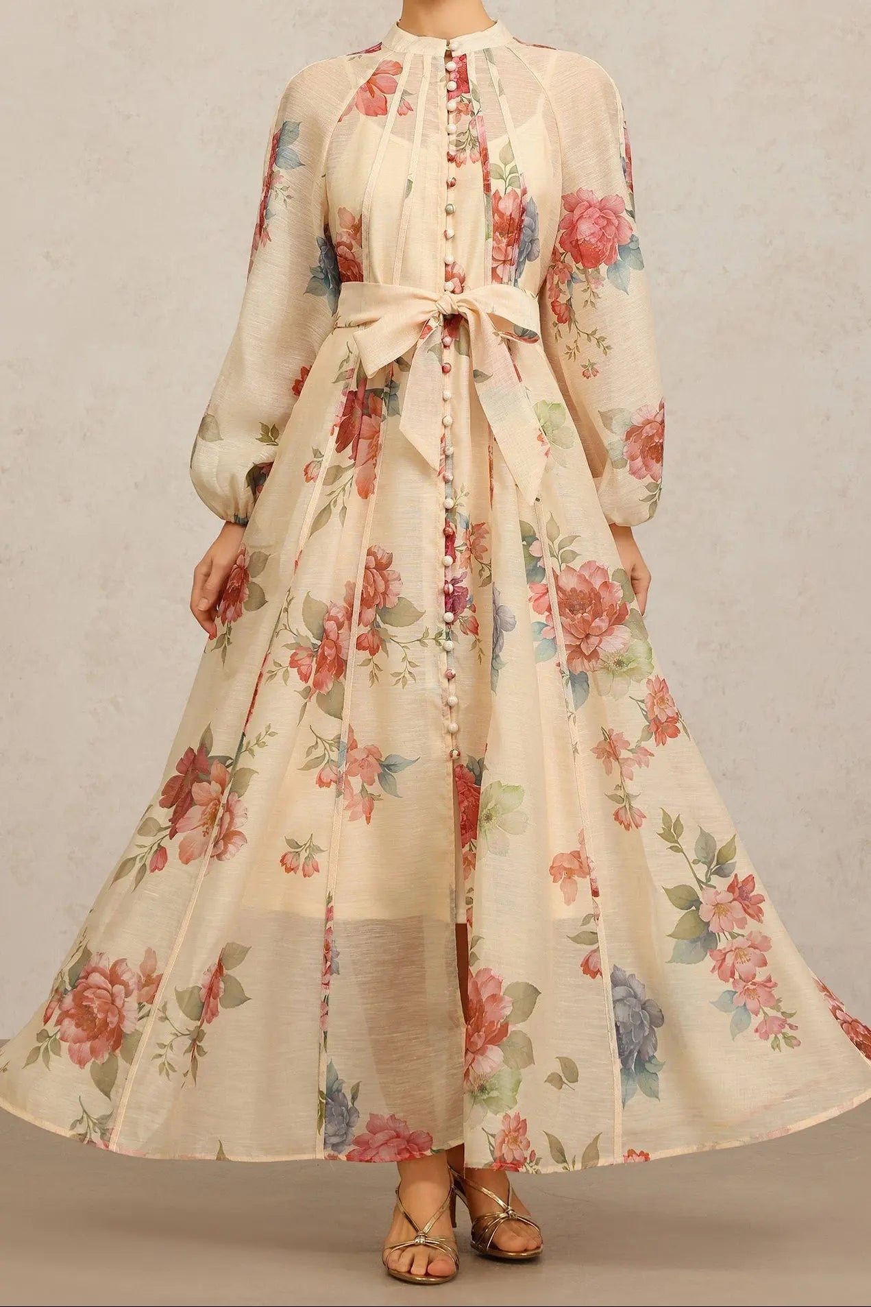 Neal Long Sleeves Floral Printed Maxi Dress Avalabel
