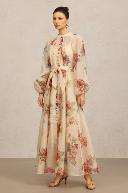 Neal Long Sleeves Floral Printed Maxi Dress