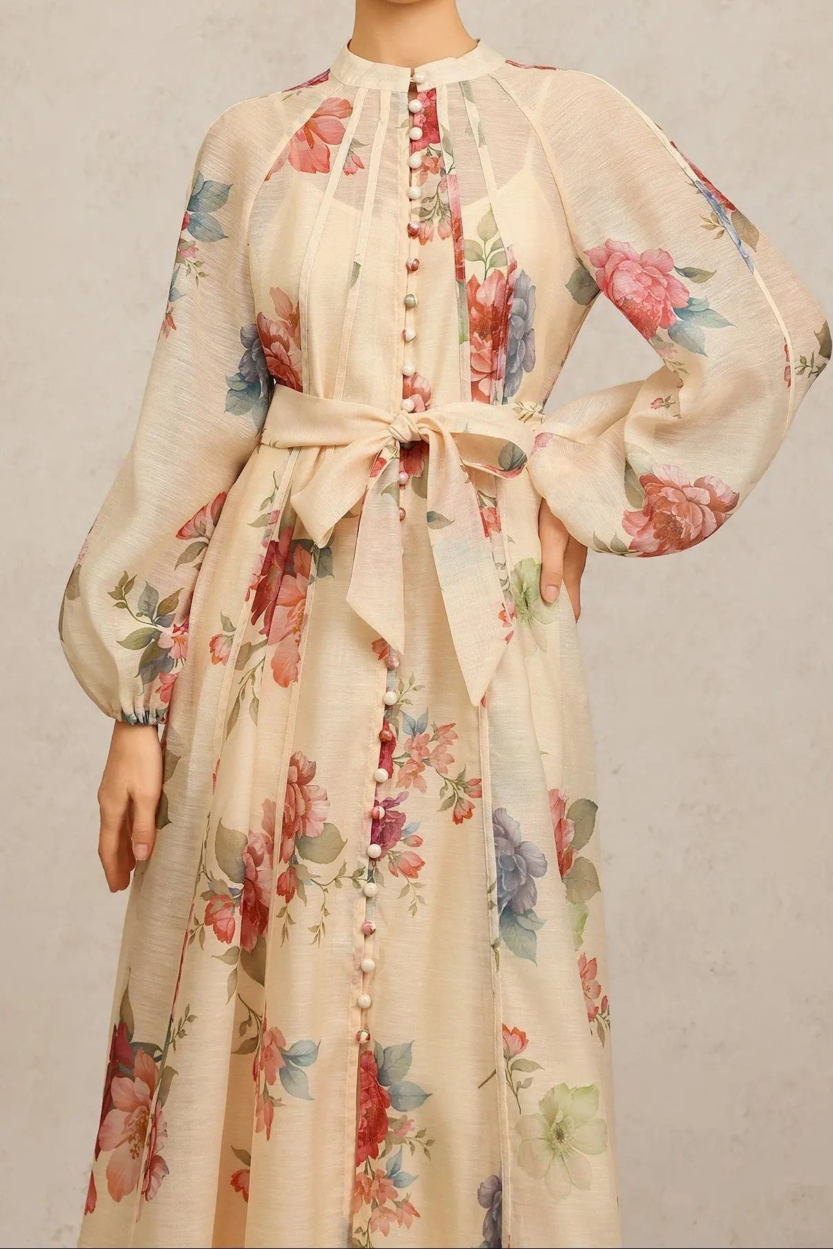 Neal Long Sleeves Floral Printed Maxi Dress Avalabel