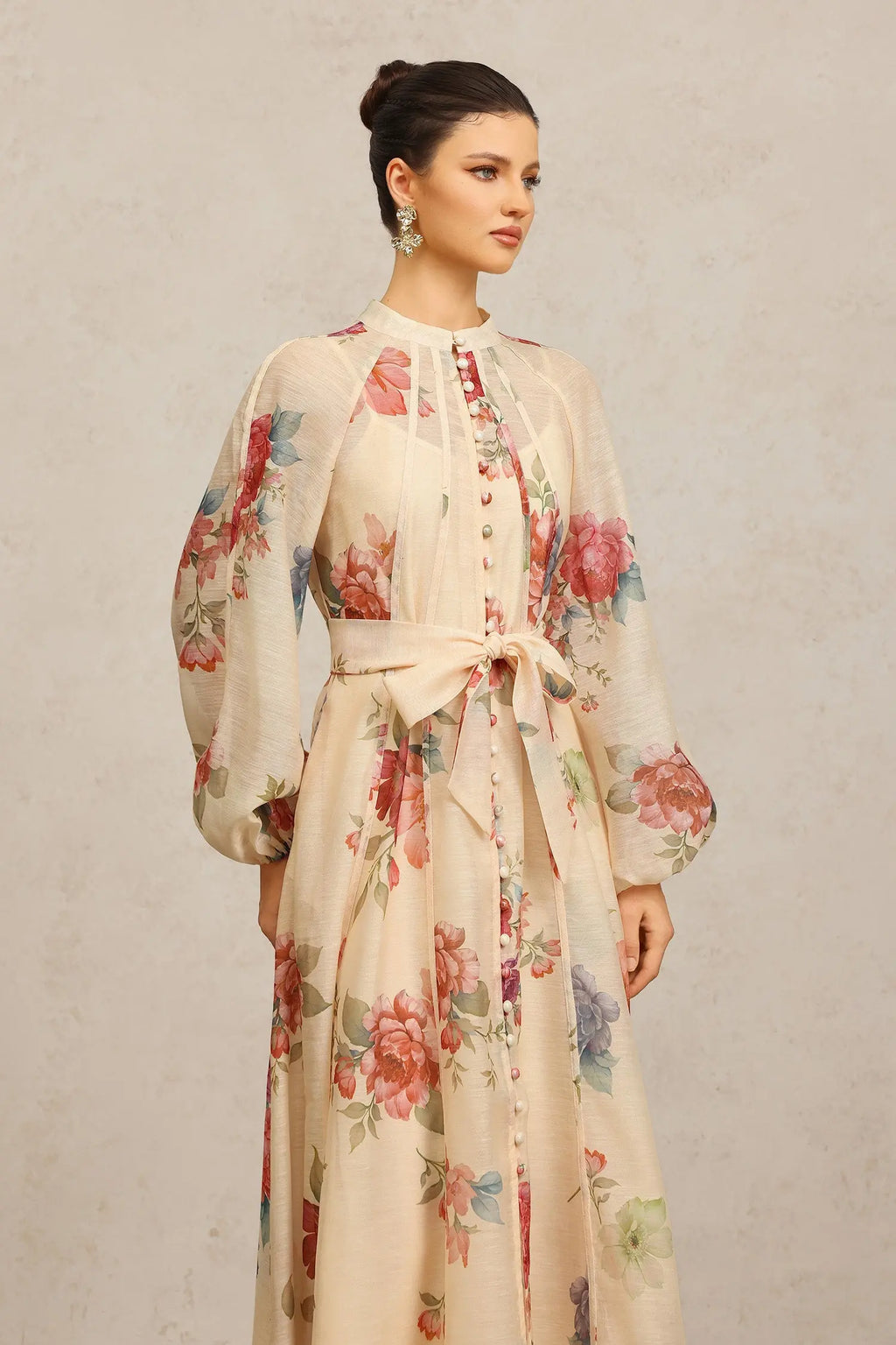 Neal Long Sleeves Floral Printed Maxi Dress Avalabel