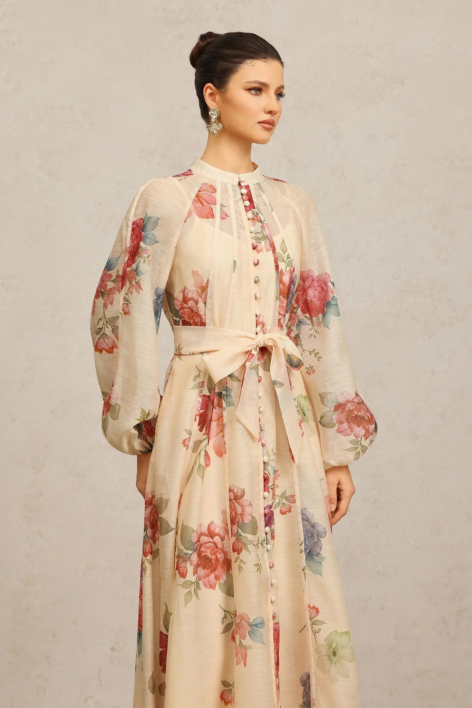 Neal Long Sleeves Floral Printed Maxi Dress Avalabel