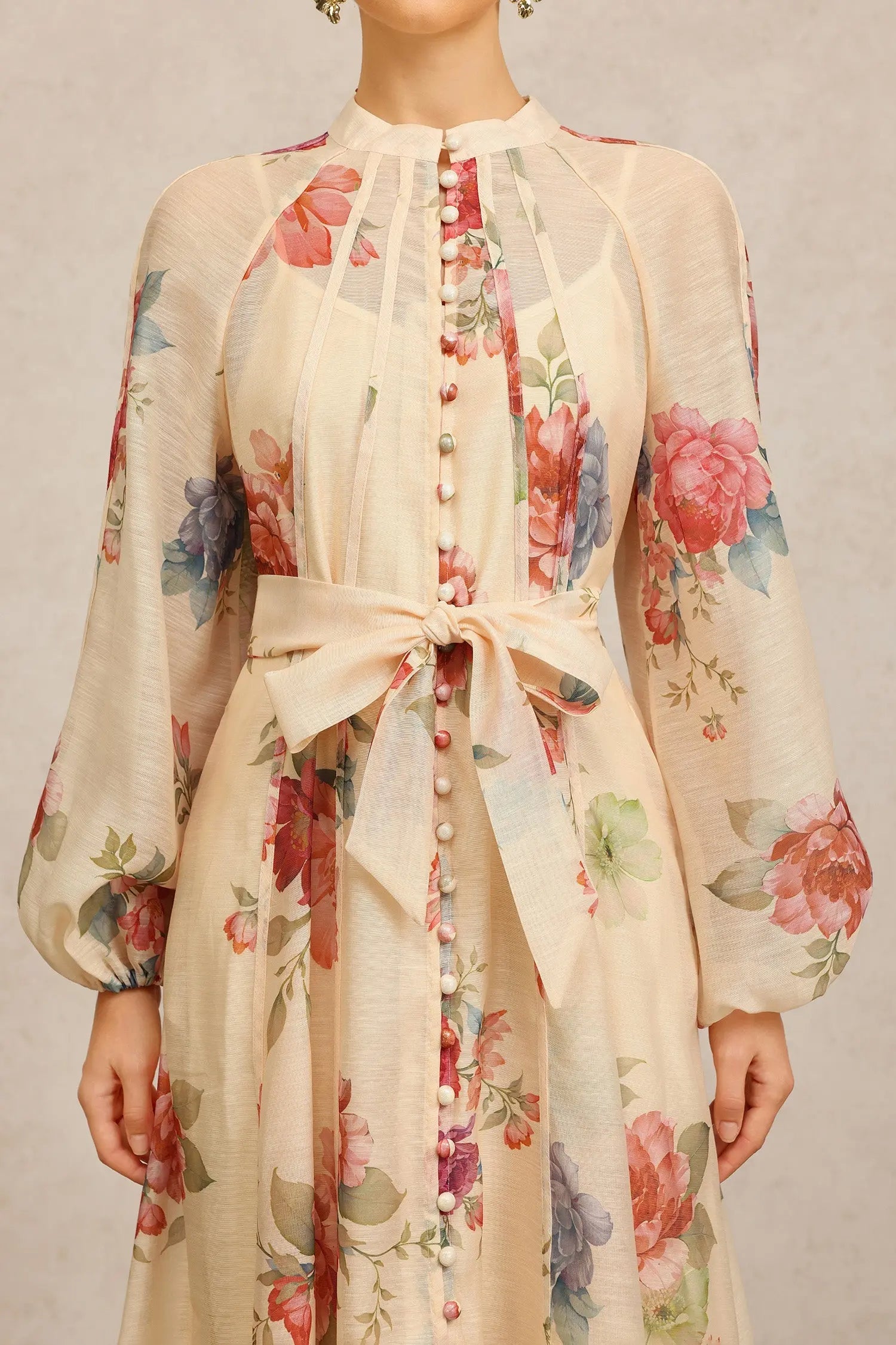 Neal Long Sleeves Floral Printed Maxi Dress Avalabel