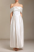 Donna Bare Shoulders Flower Cylinder Maxi Dress in White Avalabel