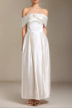 Donna Bare Shoulders Flower Cylinder Maxi Dress in White Avalabel