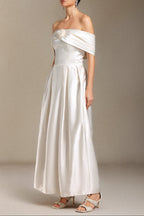 Donna Bare Shoulders Flower Cylinder Maxi Dress in White Avalabel
