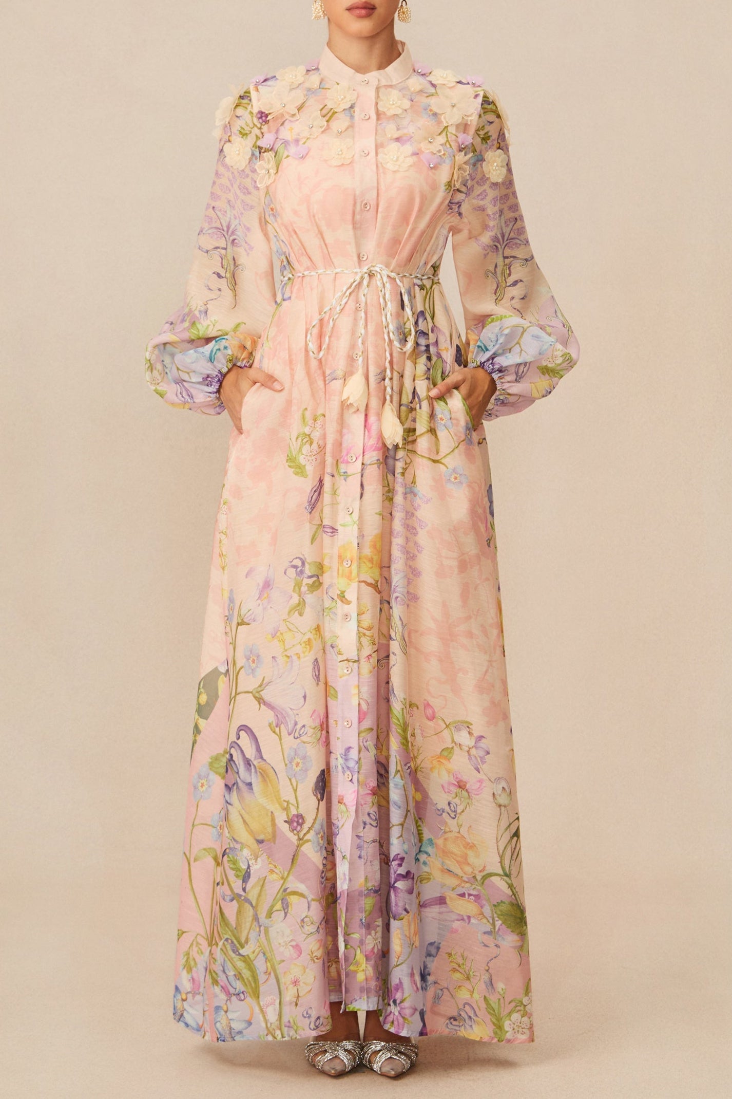 Kate Floral Print Tie Waist Maxi Dress Avalabel