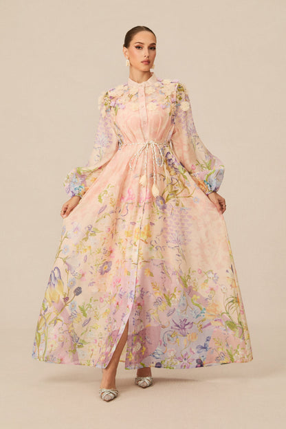 Kate Floral Print Tie Waist Maxi Dress