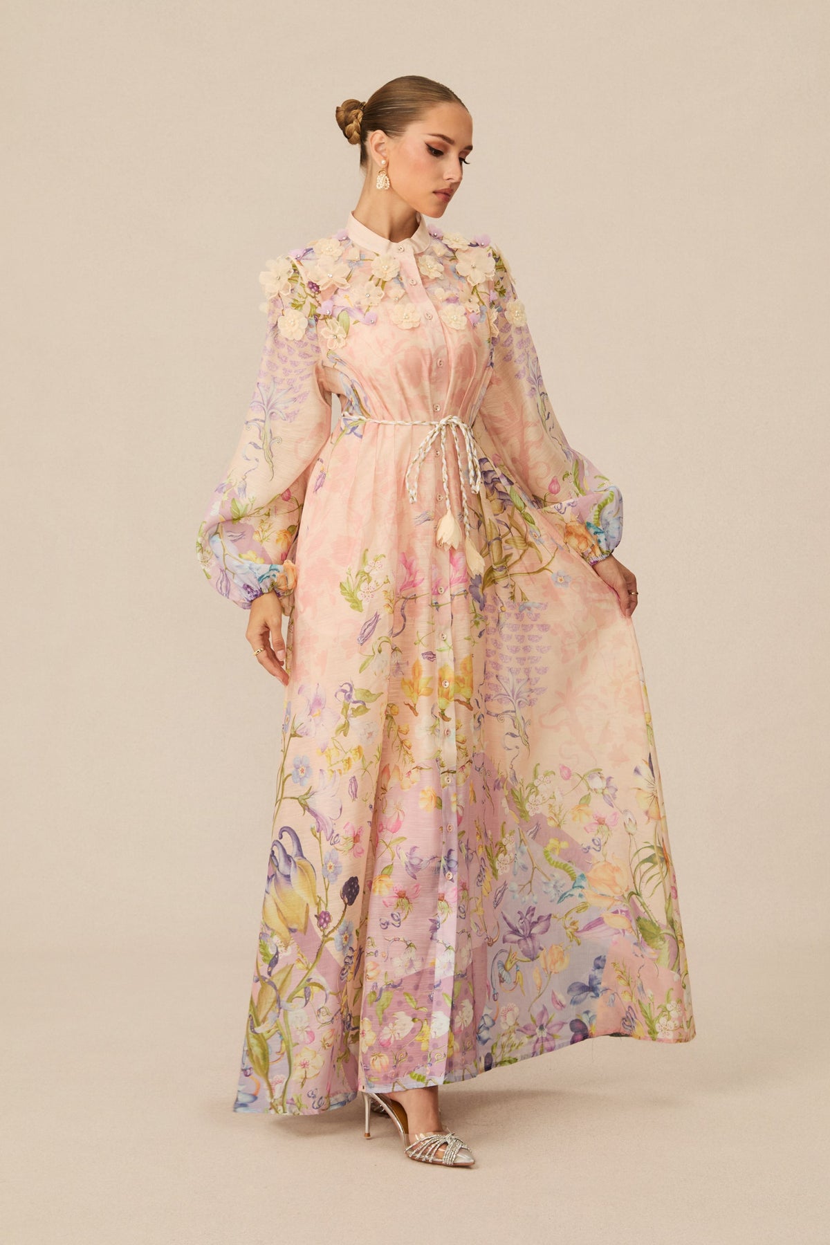 Kate Floral Print Tie Waist Maxi Dress Avalabel