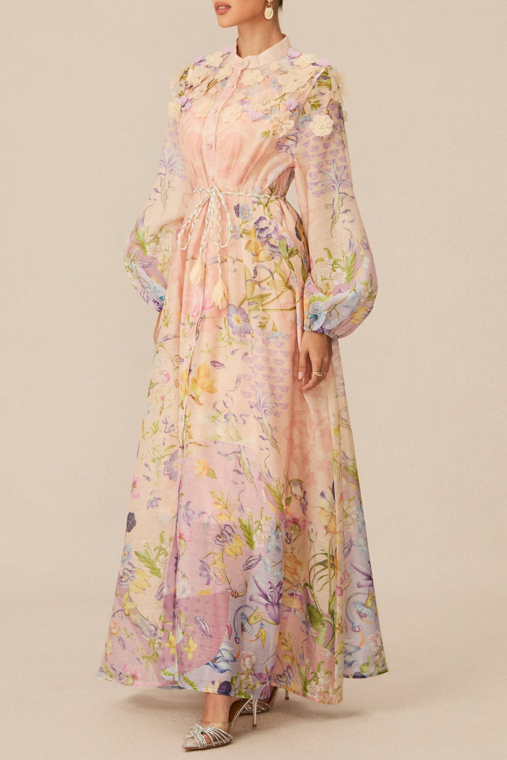 Kate Floral Print Tie Waist Maxi Dress Avalabel