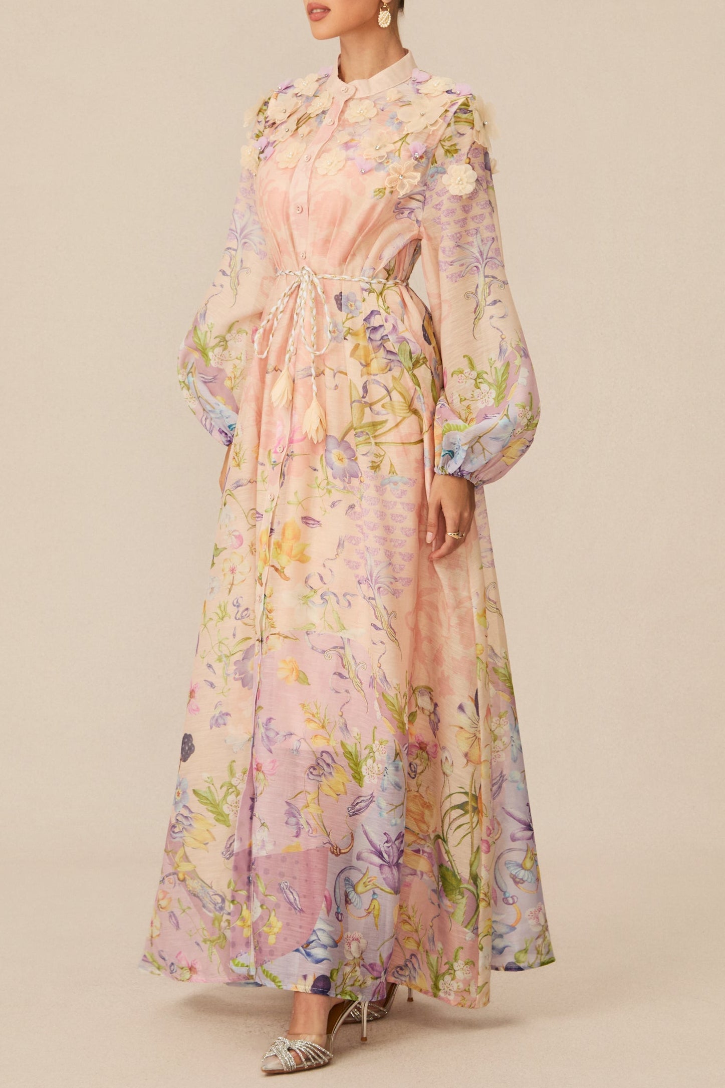 Kate Floral Print Tie Waist Maxi Dress Avalabel