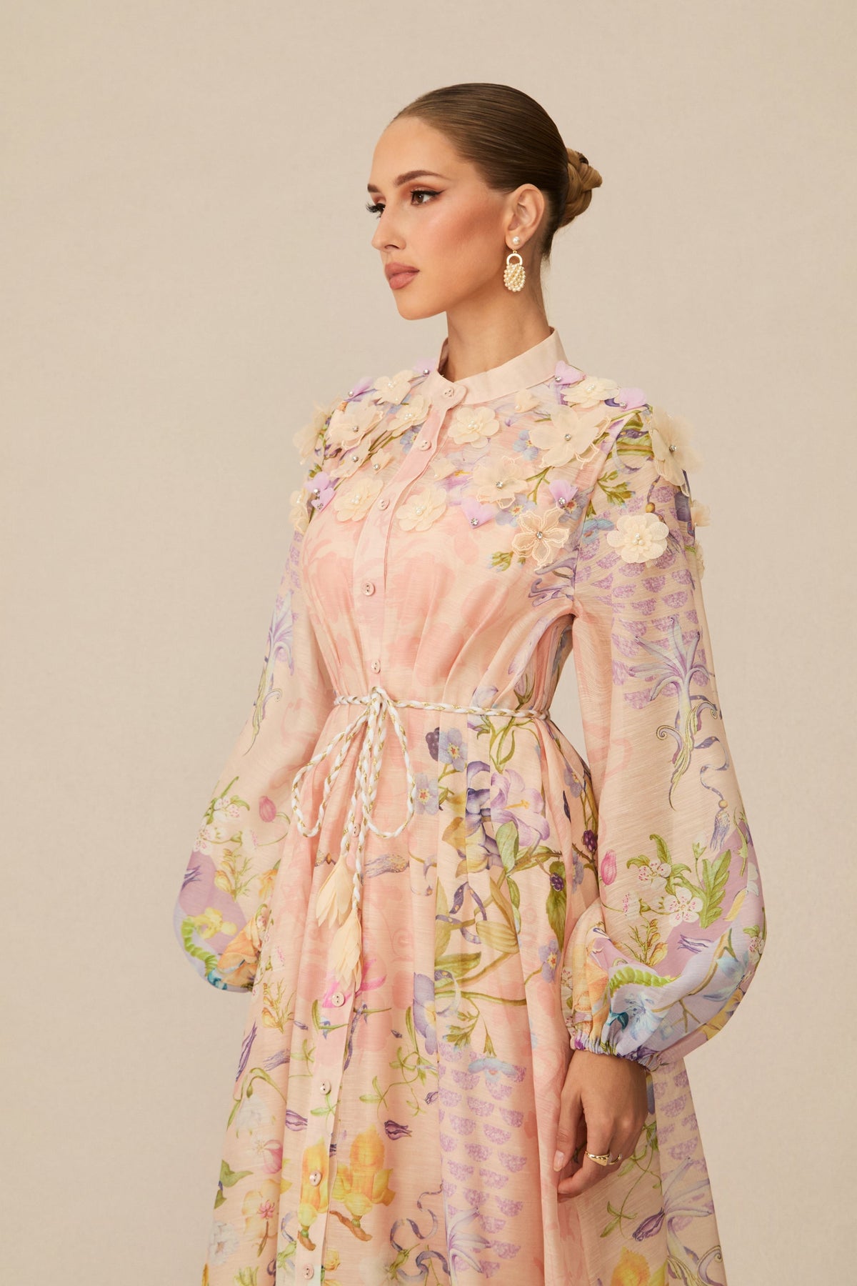 Kate Floral Print Tie Waist Maxi Dress Avalabel