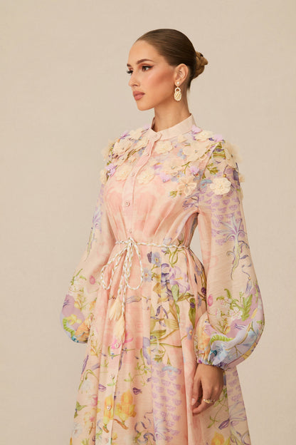 Kate Floral Print Tie Waist Maxi Dress