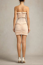olivia Sleeveless Folds Midi Dress in pale pink Avalabel