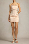 olivia Sleeveless Folds Midi Dress in pale pink Avalabel