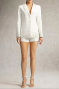 mirabelle Long Sleeve Pearl Blazer in white Avalabel