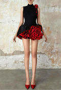 Cristiano Flower Appliqué Mini Dress Avalabel