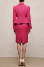 doreen rose red Long Sleeve Woven Top Skirt Two-Piece Set Avalabel
