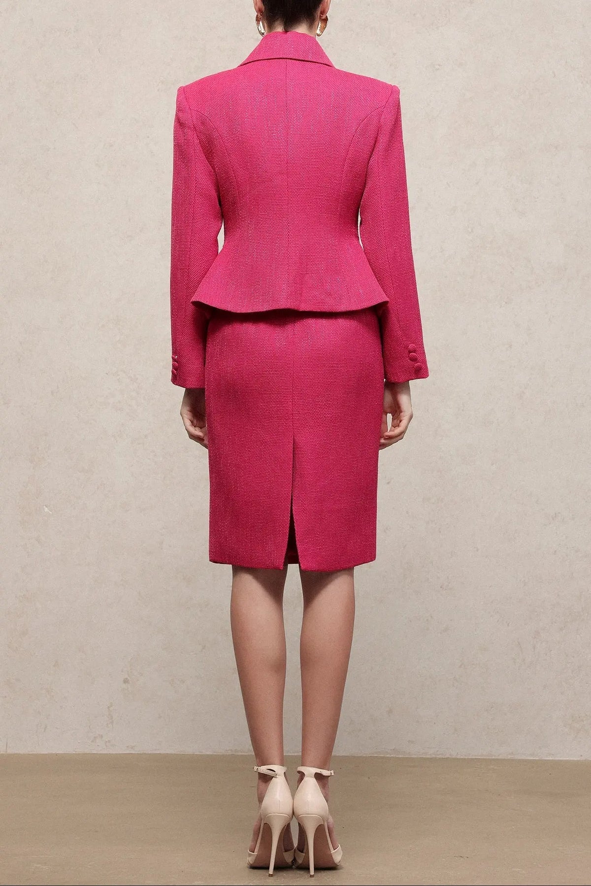 doreen rose red Long Sleeve Woven Top Skirt Two-Piece Set Avalabel