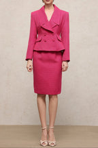 doreen rose red Long Sleeve Woven Top Skirt Two-Piece Set Avalabel