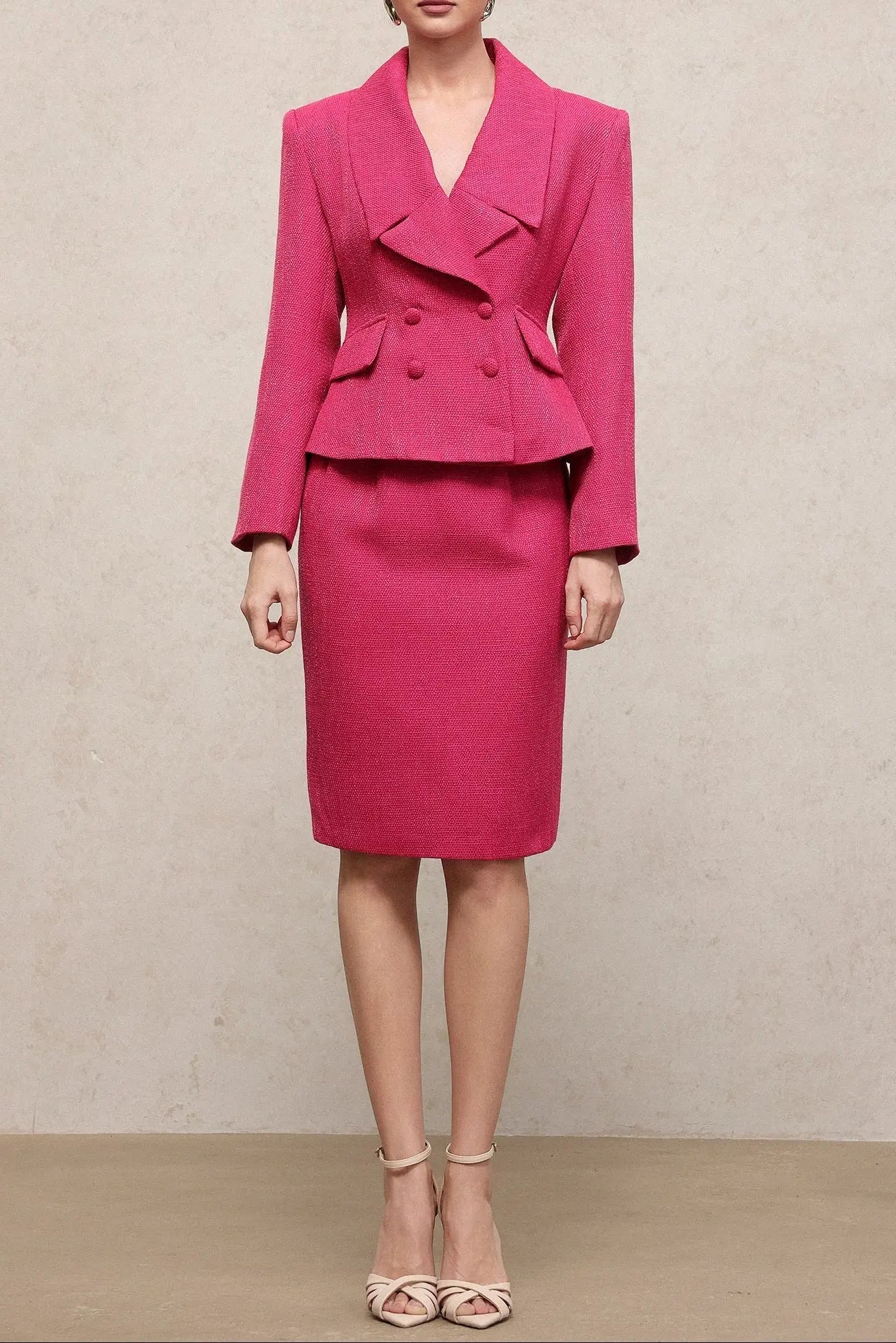 doreen rose red Long Sleeve Woven Top Skirt Two-Piece Set Avalabel