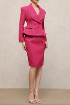 doreen rose red Long Sleeve Woven Top Skirt Two-Piece Set Avalabel