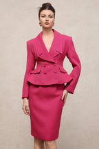 doreen rose red Long Sleeve Woven Top Skirt Two-Piece Set Avalabel