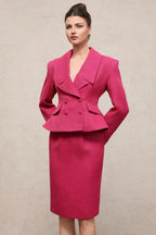 doreen rose red Long Sleeve Woven Top Skirt Two-Piece Set Avalabel