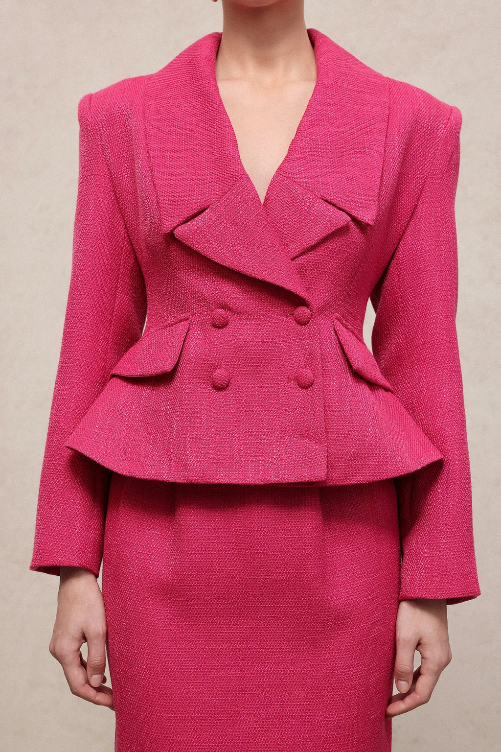 doreen rose red Long Sleeve Woven Top Skirt Two-Piece Set Avalabel