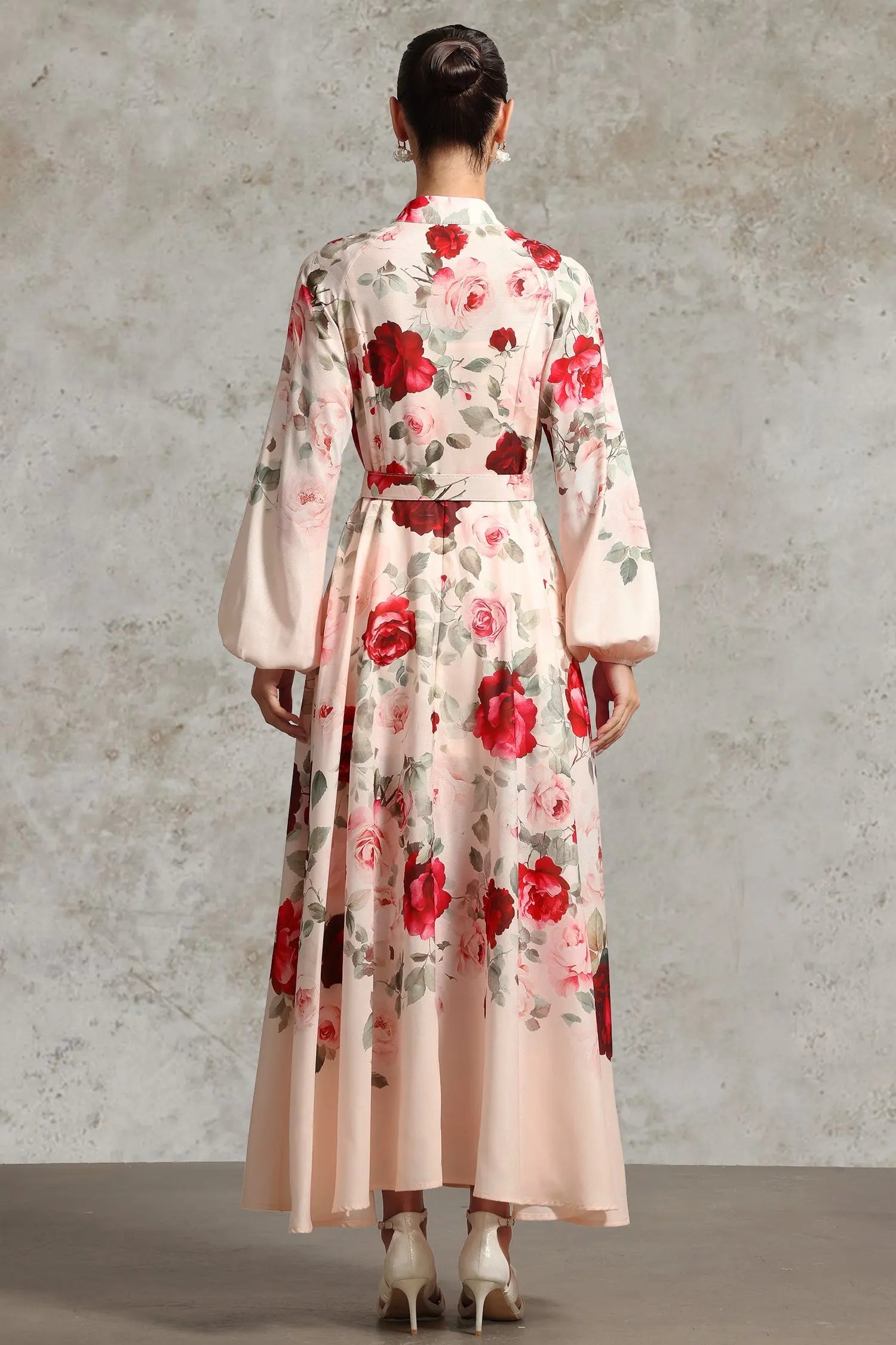 Rucifa Resort Flowy Long Sleeve Printed Woven Maxi Dress Avalabel