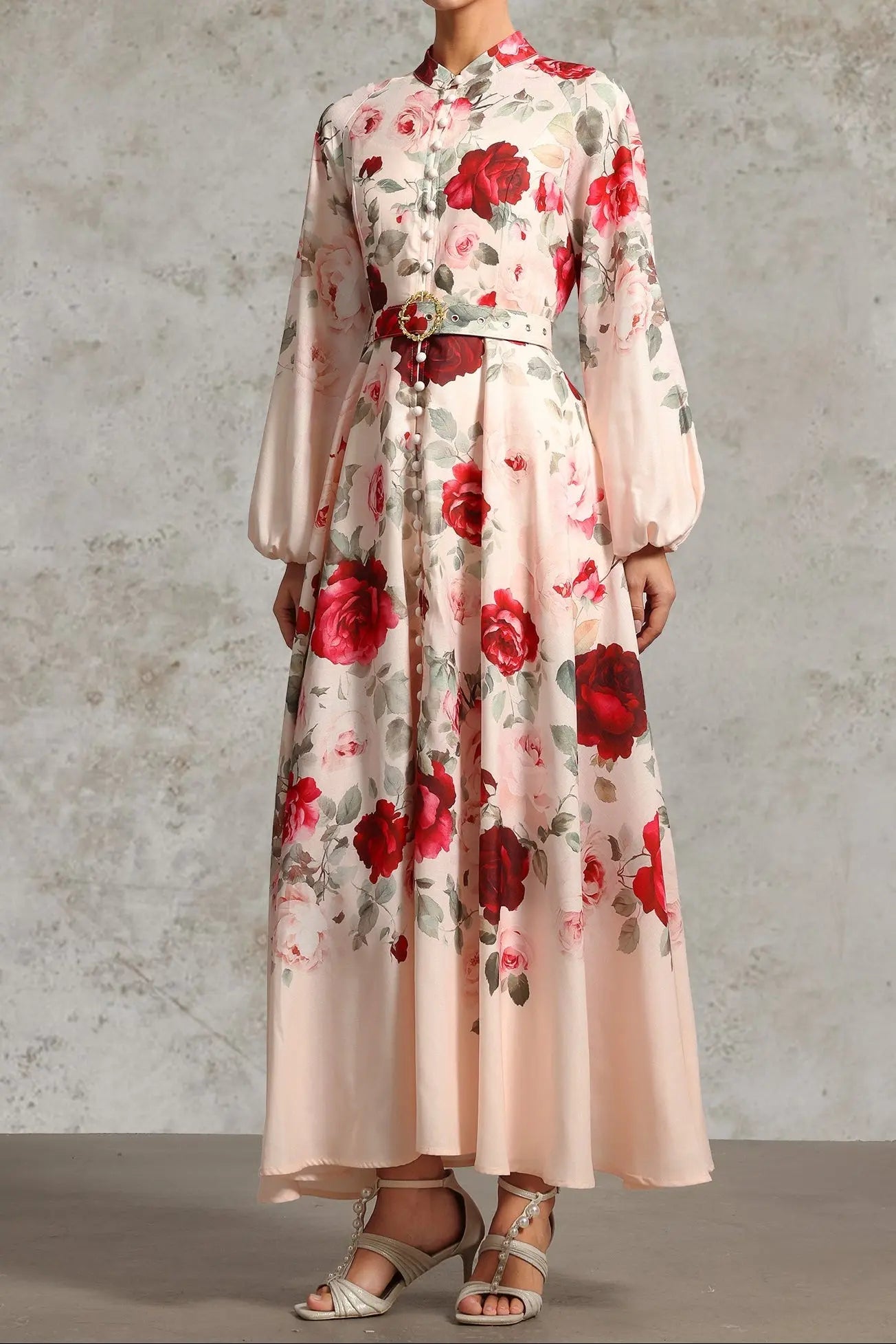 Rucifa Resort Flowy Long Sleeve Printed Woven Maxi Dress Avalabel