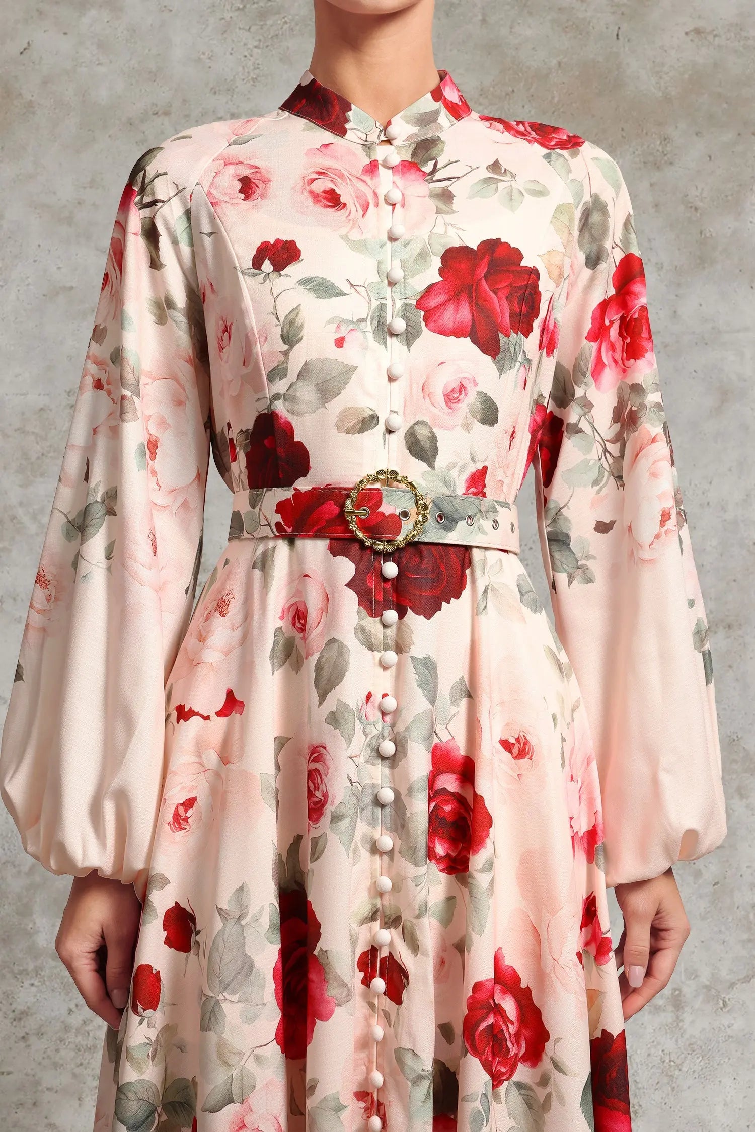 Rucifa Resort Flowy Long Sleeve Printed Woven Maxi Dress Avalabel