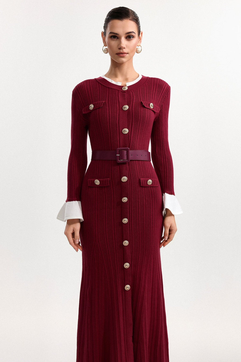 wallis Contour Round Neck Long Sleeve Knit Maxi Dress Avalabel