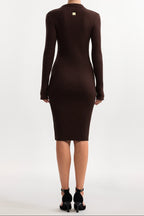 xaviera Contour V Neck Long Sleeve Knit Mini Dress Avalabel