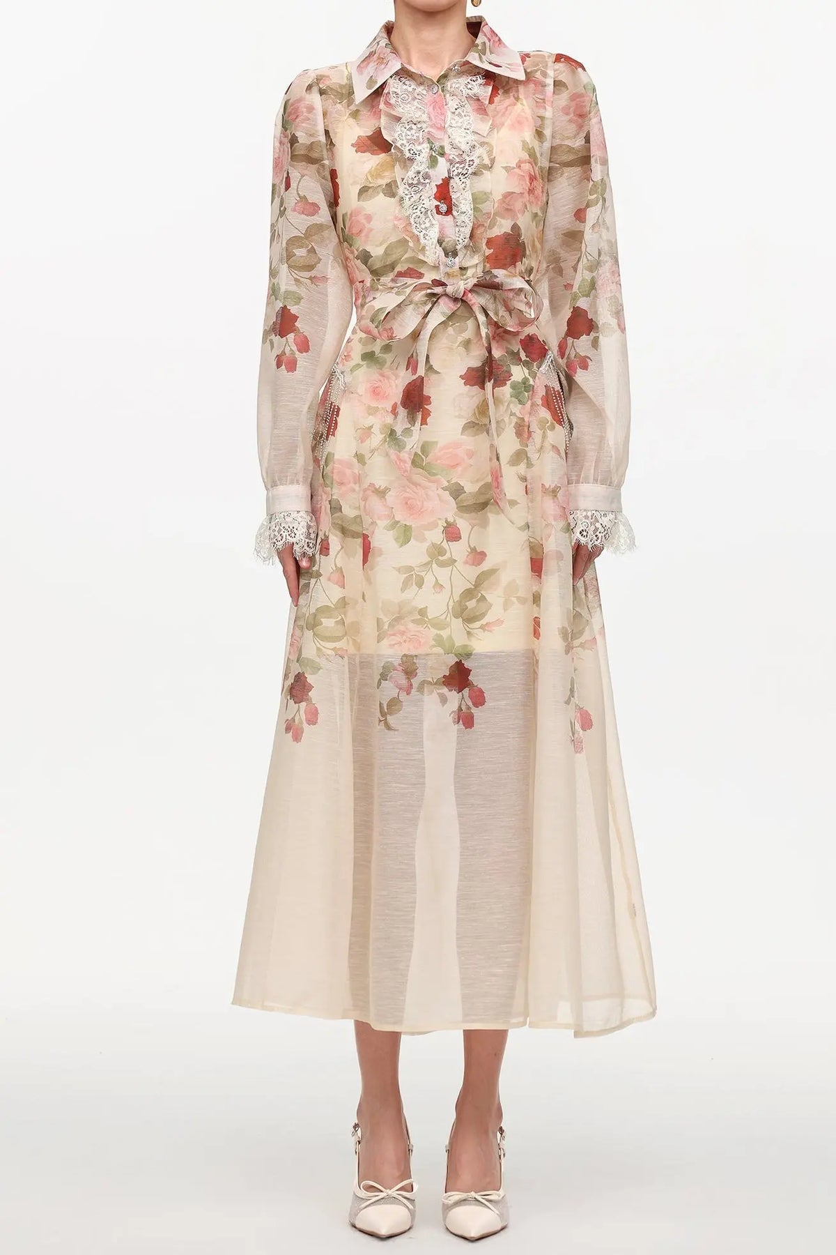 shirley Long Sleeve floral Printed Woven Maxi Dress Avalabel