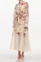 shirley Long Sleeve floral Printed Woven Maxi Dress Avalabel