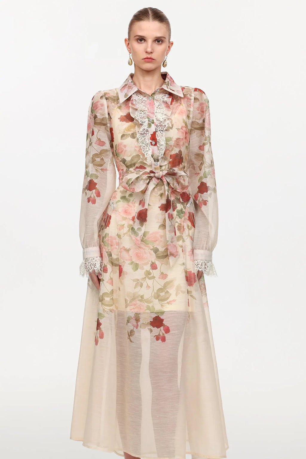 shirley Long Sleeve floral Printed Woven Maxi Dress Avalabel