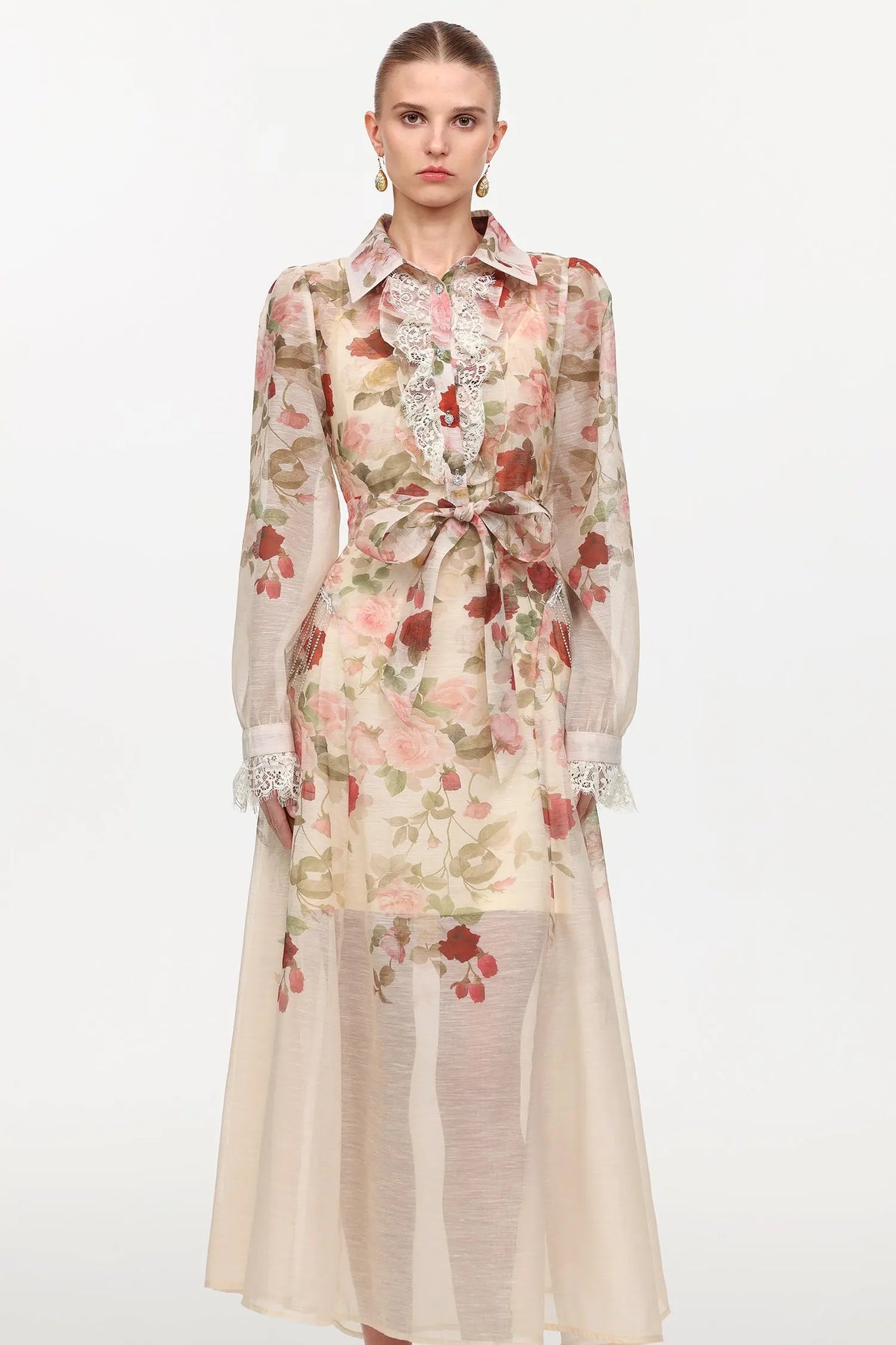 shirley Long Sleeve floral Printed Woven Maxi Dress Avalabel